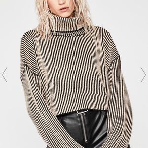 Dolls Kill Taupe Stripe Turtleneck Sweater